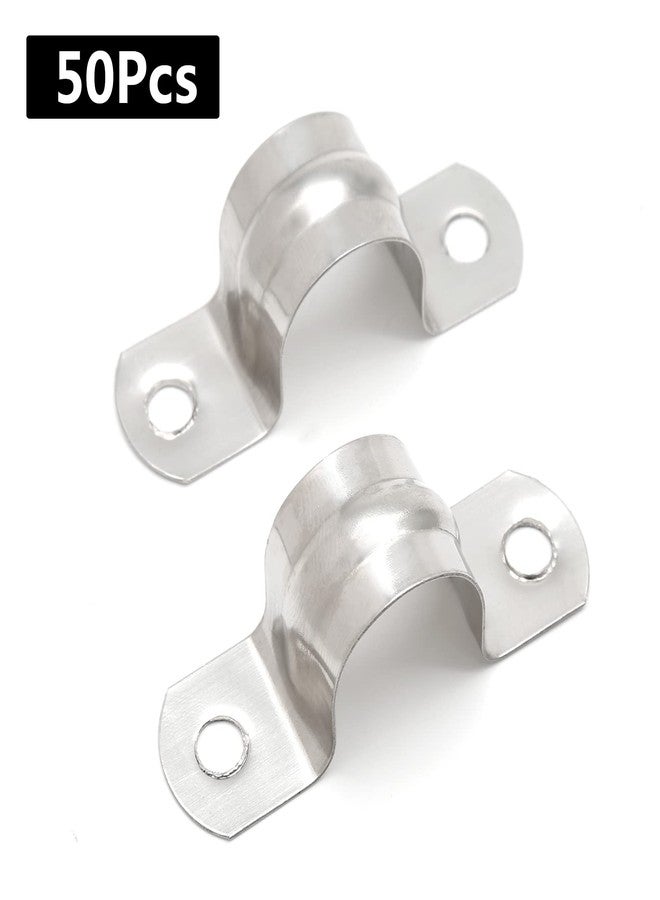 Suiwotin 50PCS M25 (1 Inch) Stainless Steel Rigid Pipe Hole Strap, U Bracket Pipe Strip Cable Clamp Hanger with 2 Holes Fit for 1 inch Pipes - Image 3